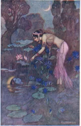 Sita encuentra a Rama entre flores de loto
